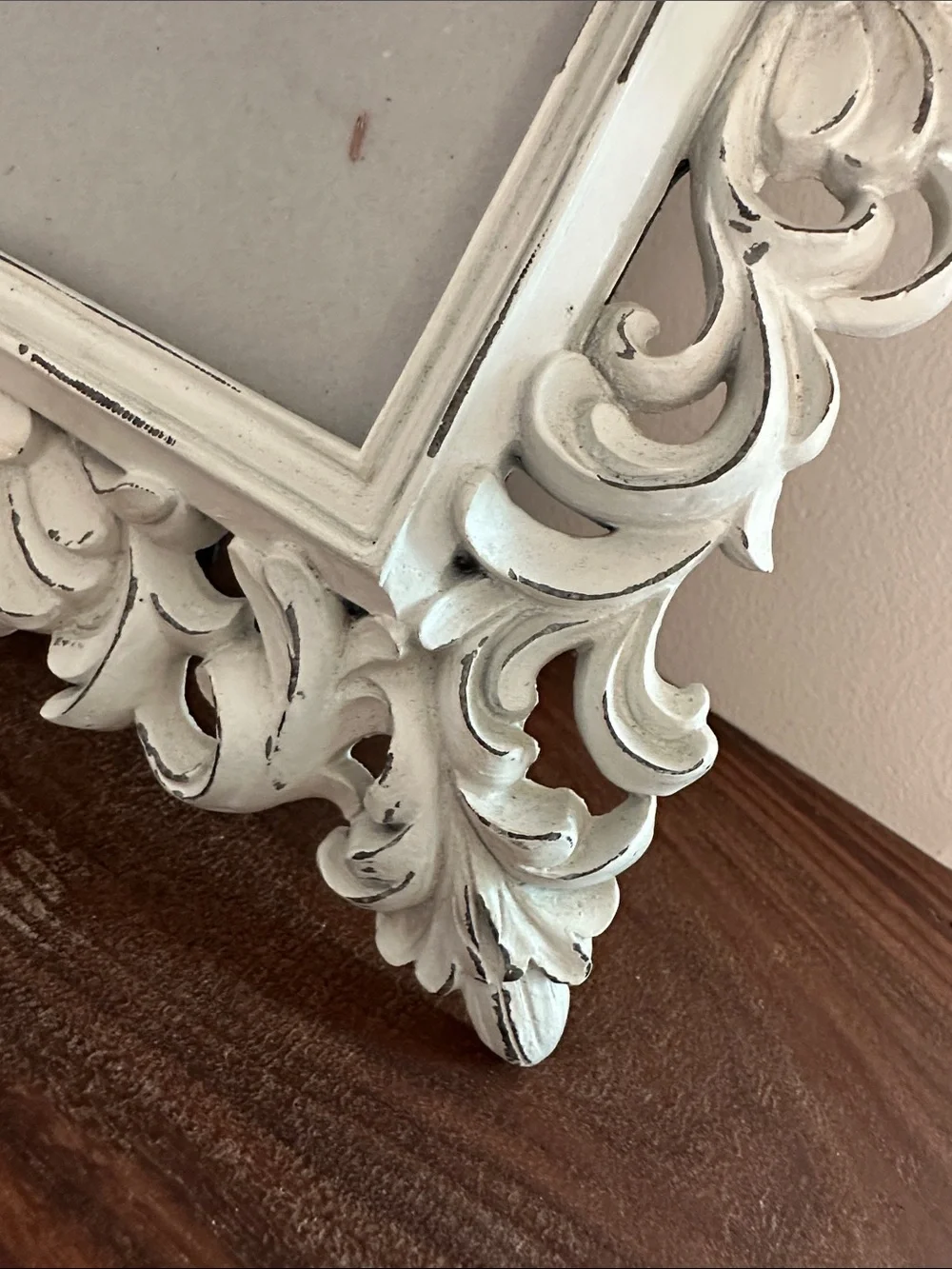Vintage Shabby Chic Ornate White Picture Frame - 4x6 Baroque Scrollwork-